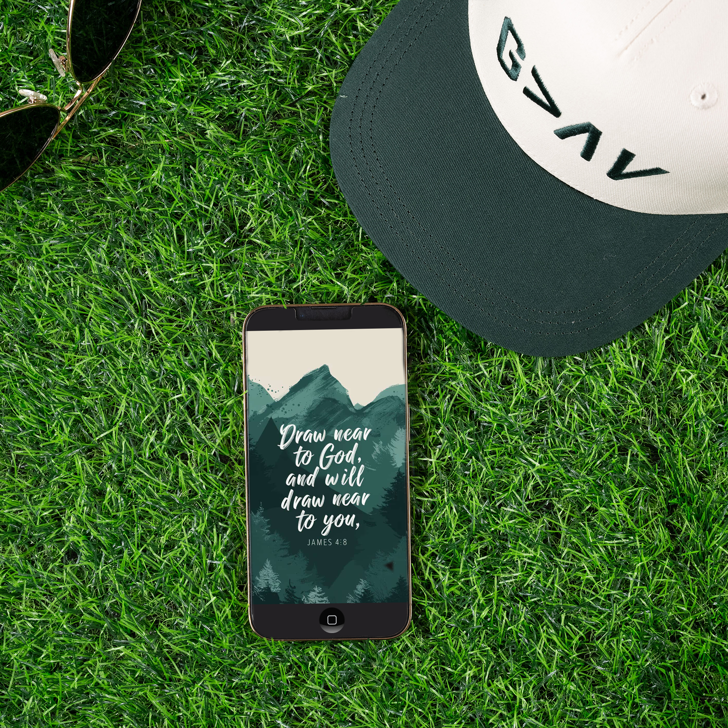 God is Greater Than the Highs and Lows, Green & Tan Trucker Hat
