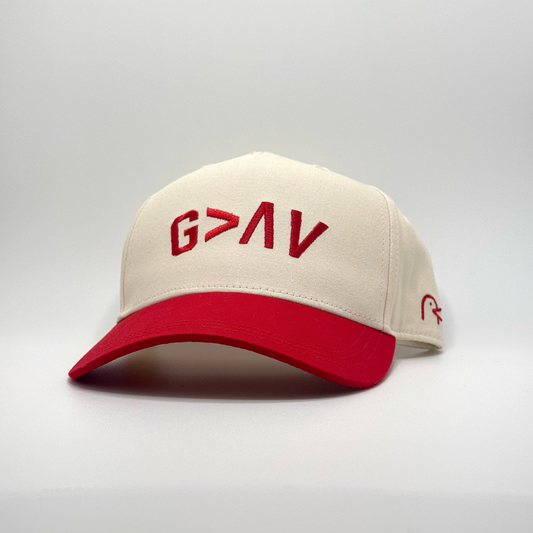 God is Greater Than the Highs and Lows, Red & Tan Trucker Hat