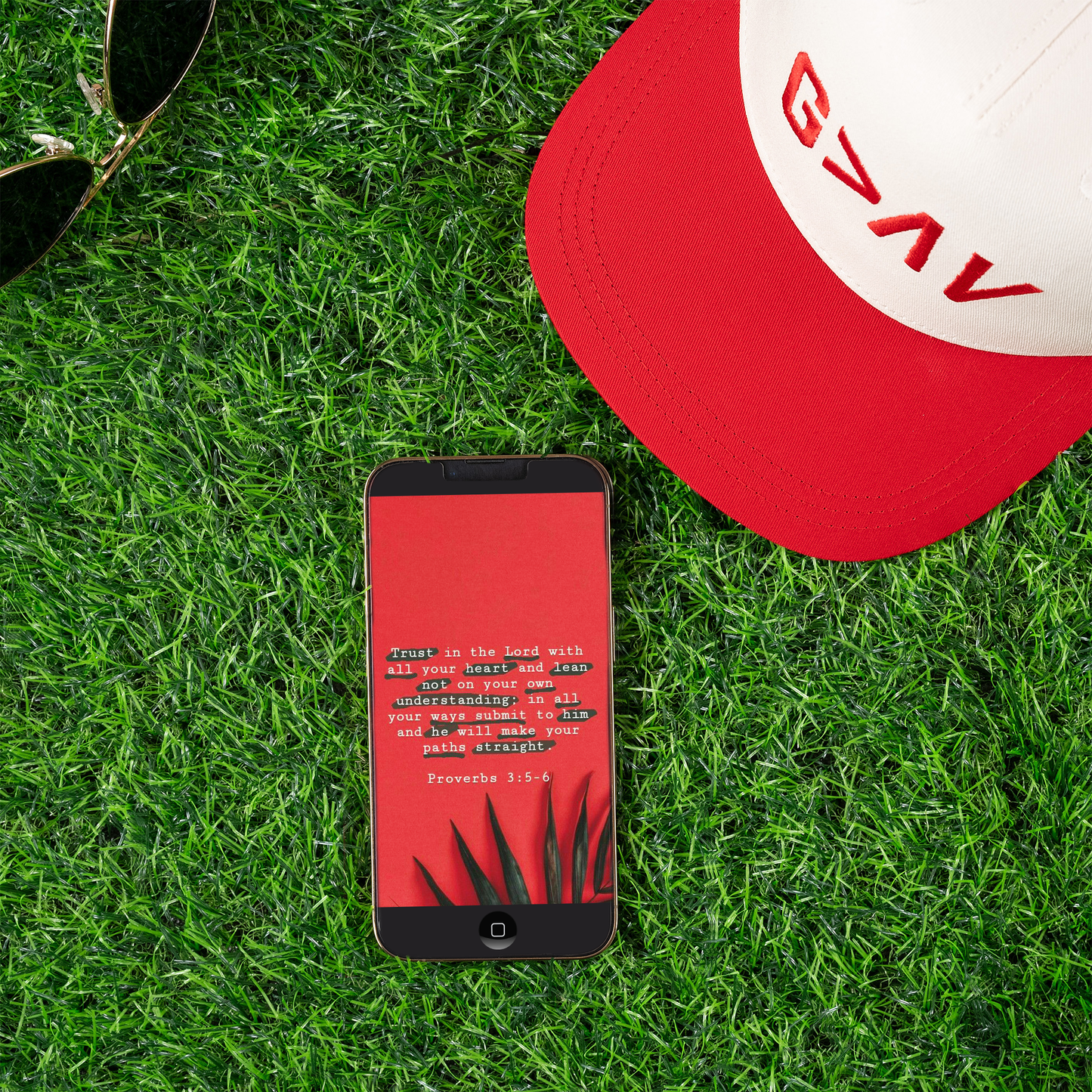 God is Greater Than the Highs and Lows, Red & Tan Trucker Hat