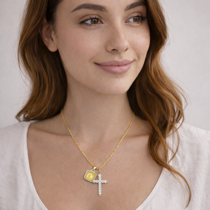 Womens Cross Necklace with Pendant